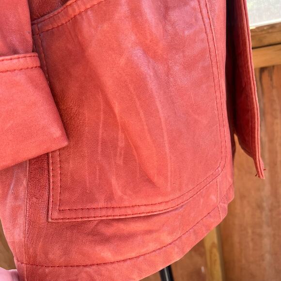 See By Chloe Women's Rusty Red Lamb Leather Belted Jacket Sizes 4 - Picture 14 of 16
